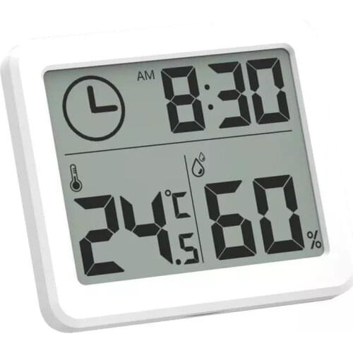 Multifunction Thermometer Hygrometer Automatic Electronic Temperature Humidity Monitor Clock 3.2inch Large LCD Screen