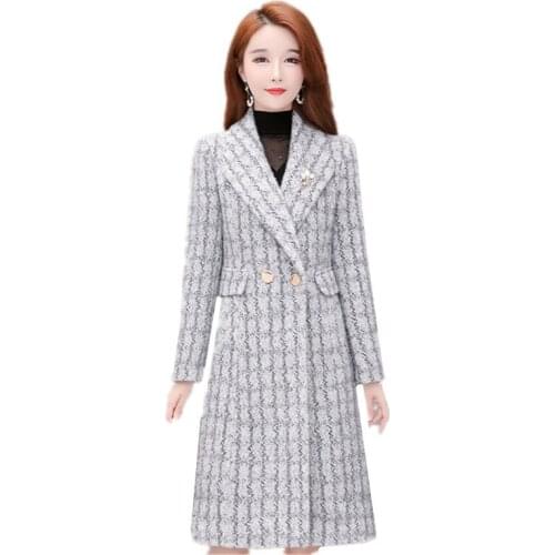 New Large size women Classic coat Mink cashmere sweater Winter long Outerwear suit collar Ladies coats Korean fashion clothing