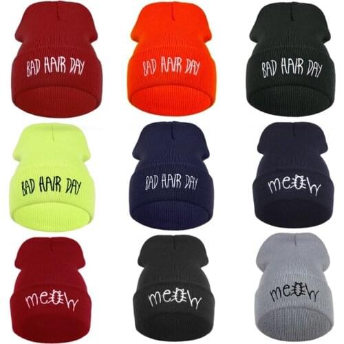 Beanies Women Winter Hat Unisex Knit Hats Autumn Hip Hop Knitted Bonnet Embroidery Bad Hair Day Beanies for Men Adult Cap