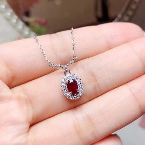 Natural Real ruby necklace with pendant Natural real ruby Free shipping 925 sterling silver Pendant