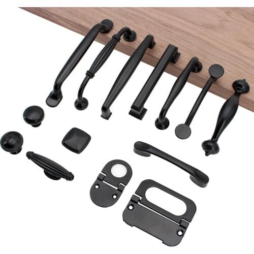 RUNBAZEF Zinc Alloy Matte Black Door Handle Modern Minimalist European Drawer For Children Furniture Kitchen Cabinet Accessories