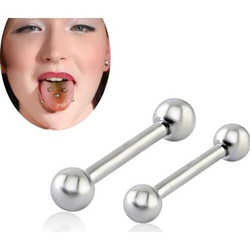Punk Style Tongue Piercing Barbell Hot Summer Tongue Ring Bar Size For Unisex Piercing Surgical Steel Long Bar Tongue Barbell