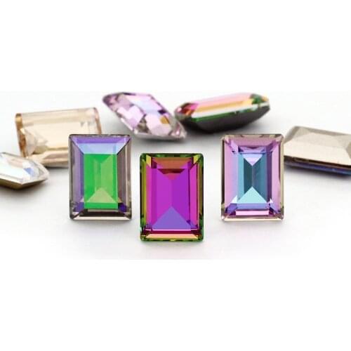 Electroplating Rectangle Step Cut Pointback Crystal Rhinestones for Clothes Jewelry Christmas Decoration K9 Glass Crystal Strass