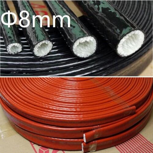 Thickening Fire Proof Tube ID 8mm Silicone Fiberglass Cable Sleeve High Temperature Oil Resistant Insulated Wire Protect Pipe
