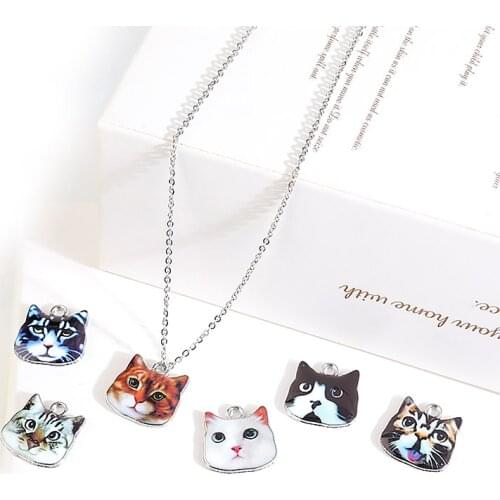 Xinyao 2pcs/Lot Animal Cat Pendant Alloy Drop Oil Key Chains Charms For Diy Earing Necklace Bracelet Craft