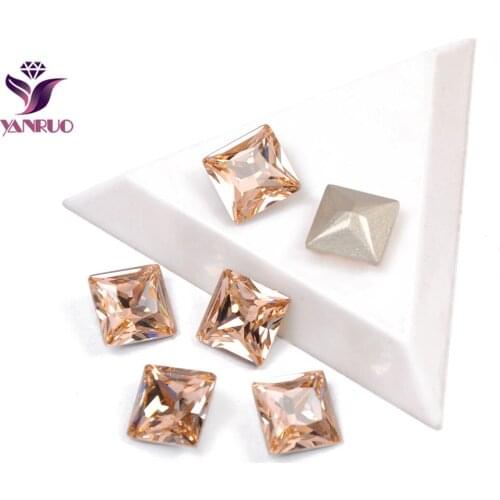 YANRUO 4447 Light Peach Princess Square Rhinestones Sewing Crystals Strass Decor For Dress Bridal Craft Sew On