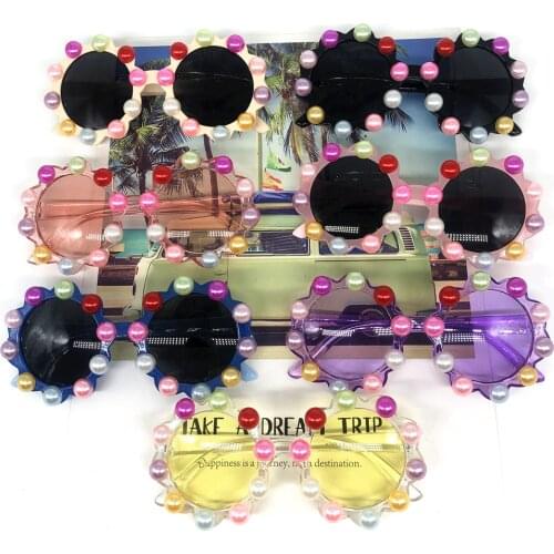 ZAOLIHU Round Gorgeous Baby Sunglasses Rainbow Pearl Sun Flower Kids Sun Glasses Cute Children Eyewear Shades Gafas De Sol