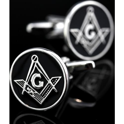 MeMolissa Retro Masonic Icon Design Cufflinks Silver with Black Round Cufflinks Mature Men Shirt Sleeve Cuff Button Abotoadura