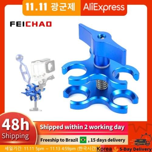 Aluminum 3-Hole / 3-hole Butterfly Clip Clamp Light Arm Clamp Ball Head Camera Bracket Diving Clamp For Action Camera Tripod