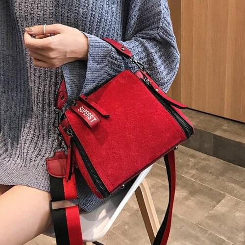 Broadband Frosted Suede Shoulder Bags for Women Matte Leather Handbag Small Ladies Messenger Tote Bag Scrub Female Crossbody Bag