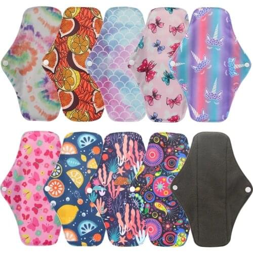 Feminine Reusable Washable Bamboo Towels Charcoal Cloth Sanitary Napkin Menstrual Panties Pads for Menstruation Liners
