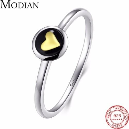 Modian 2019 New Fashion Instagram Gold Heart Original 100% 925 Sterling Silver enamel Ring Classic Stackable Jewelry For Women