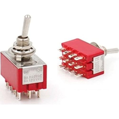 10pcs Toggle switch MTS-402 Red On-On 2 Position 4PDT AC 250V/2A 120V/5A