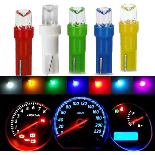 10pcs T5 LED Car Dash Dashboard Lights 74 73 286 Instrument Panel Lamp Speedometer Wedge Side Bulb Concave Lens Green White Blue