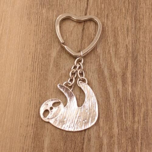 2021 New Cute Sloth Animal Gold Silver Plated Metal Pendant Keychain For Bag Car Women Men Male Female Key Ring Love Jewelry