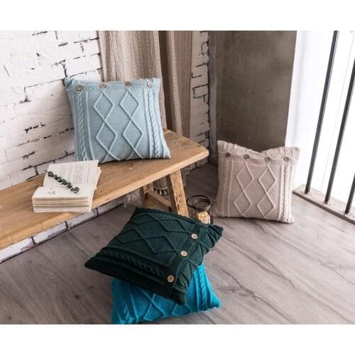 45x45cm vintage diamond checkered knitted cushion cover sofa lumbar knit-and-float pillow cover decorative wool pillowcase