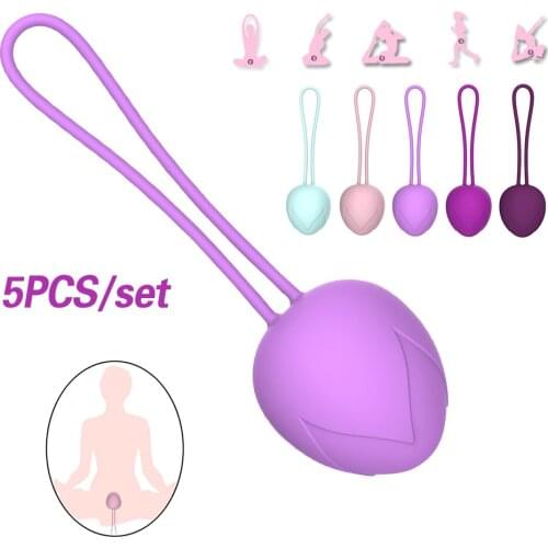 5pcs Vaginal Balls Trainer Sex Toys for Woman Silicone Geisha Balls Ben Wa Balls Kegel Balls Adult Sex Product Tighten Exerciser