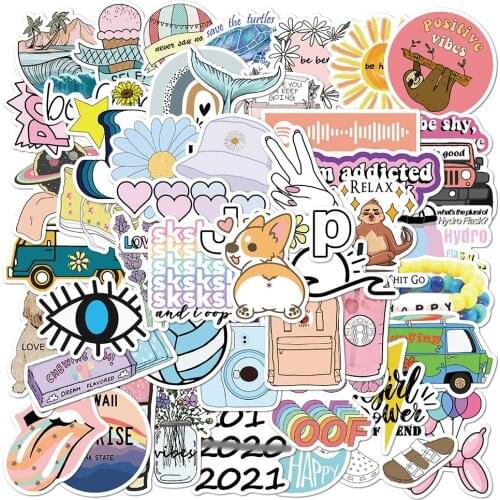 50Pcs/Set Cartoon Graffiti Stickers Small Fresh Stickers Stickers For DIY Luggage Laptop Refrigerator Motorcycle Car Pegatinas