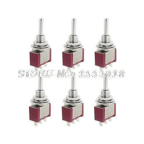 6 Pcs AC 250V 2A 120V 5A on-off-on SPDT 3 Pins Miniature Momentary Toggle Switch