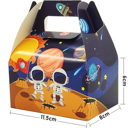 8pcs/lot Candy Box Cake Gift Bags Kids Astronaut Solar Space Theme Party Baby Shower Decoration Favor Supplies