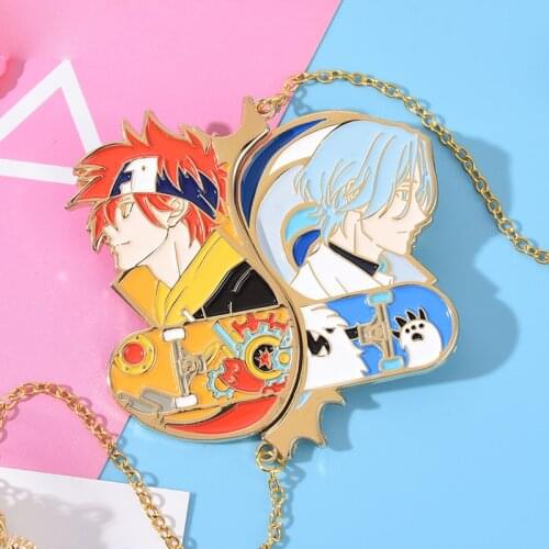 Anime SK8 the Infinity SK EIGHT LANGA REKI Metal Chain Badge Button Brooch Pins Collection Cosplay Props Bedge Souvenir Toy