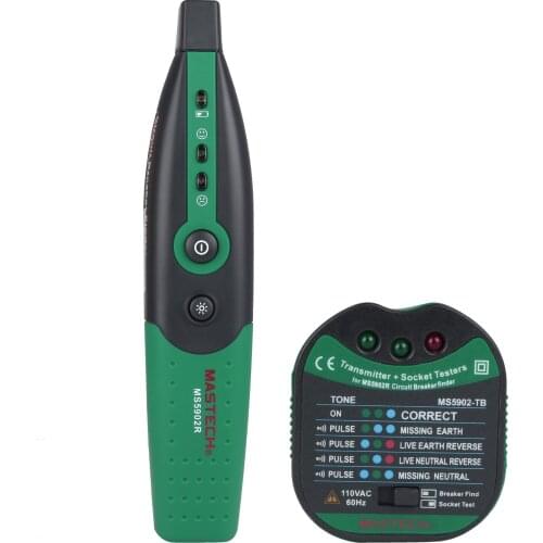 MS5902 Automatic Circuit Breaker Finder Fuse Socket Tester European specification AC 220V/110V with Flashlight