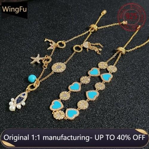 Fashionable 925 sterling silver luxury brand monaco jewelry blue love heart bracelet marine life pendant bracelet adjustable