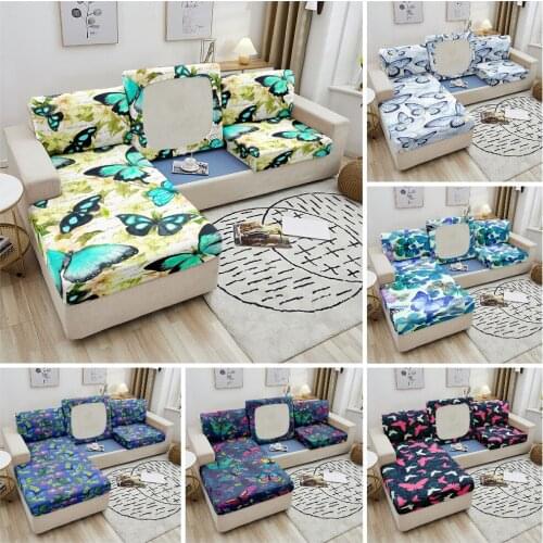 Butterfly Sofa Seat Cover Elastic Fabric Couch Cover For Living Room Corner Sofa Seat Cushion Cover 1-4 Seater