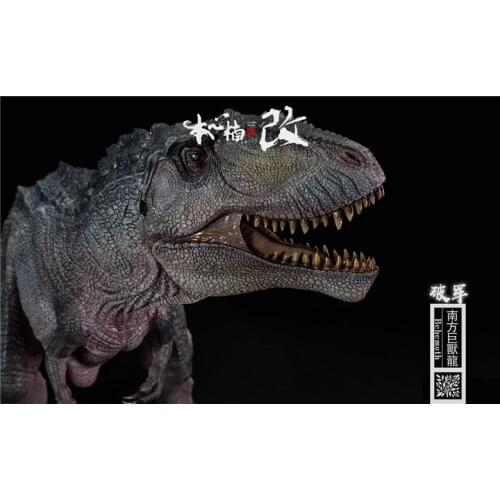 1:35 Nanmu Giganotosaurus Dinosaurs Behemoth Prehistoric Animals Toy Movable Jaw Grey Color with Base
