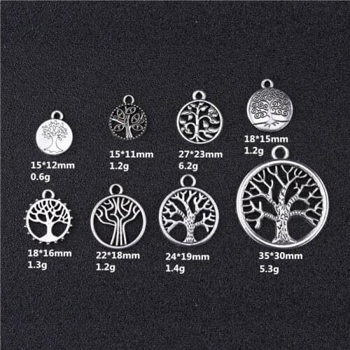 Diy alloy jewelley Retro life tree wisdom tree circular necklace pendant earrings pendant