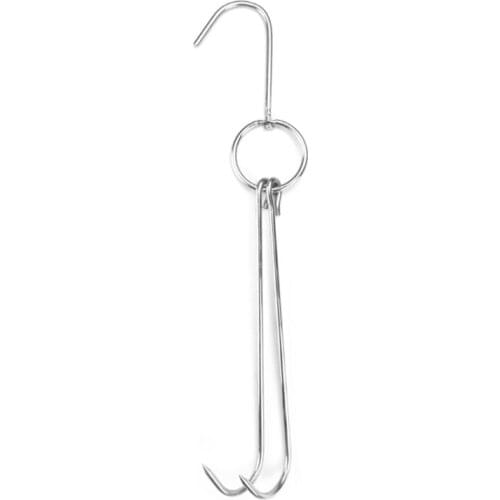 Stainless Steel Double Meat Hooks Roast Duck Beef Goose Turkey Bacon Shop Hanging Clasp BBQ Grill Hanger Cooking Tools