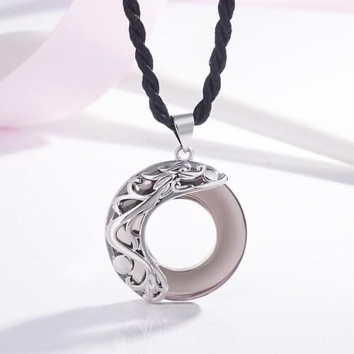 Korean version of the new natural obsidian necklace male retro hipster student obsidian pendant simple fashion jewelry