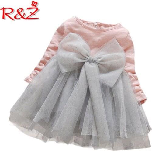 R&Z 2019 Spring and Autumn New Girls Costume Childrens Dress Princess Big Bow Long Sleeve Tutu Dress Baby Dress