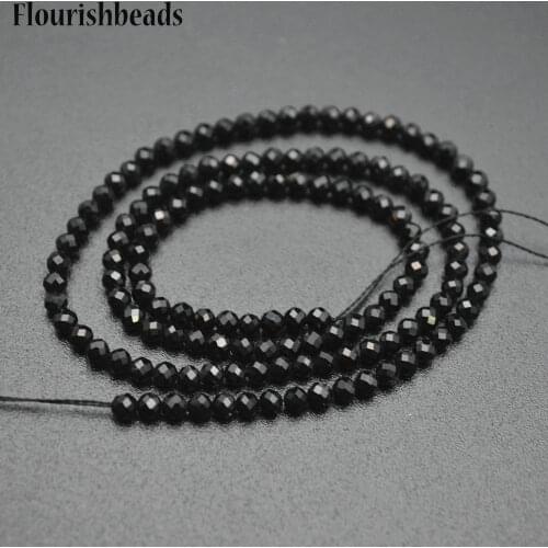 3mm Diamond Cutting Faceted Natural Black Tourmaline Small Size Stone Round Loose Beads