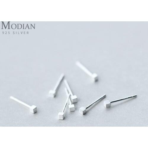 Modian Simple Cute Scrub Vintage Square Prevent allergies Stud Earrings Fashion 925 Sterling Silver Jewelry For Women Bijoux