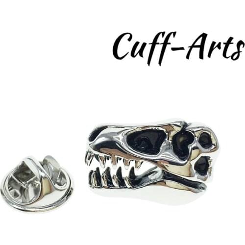 Cuffarts Hot Trendy Brooches Jewelry For Party Men T Rex Dinosaur Skull Lapel Pin Brass Brooches Suit Scarf Accessories P10131