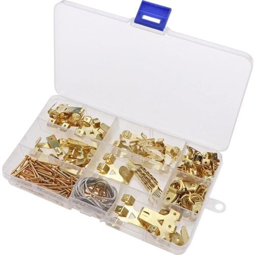 220 Pcs Assorted Picture Hangers Kit Frame Hanging Hooks Hardware with Hooks, Nails, Hanging Wire,Sawtooth,D Ring and Screw Eyes