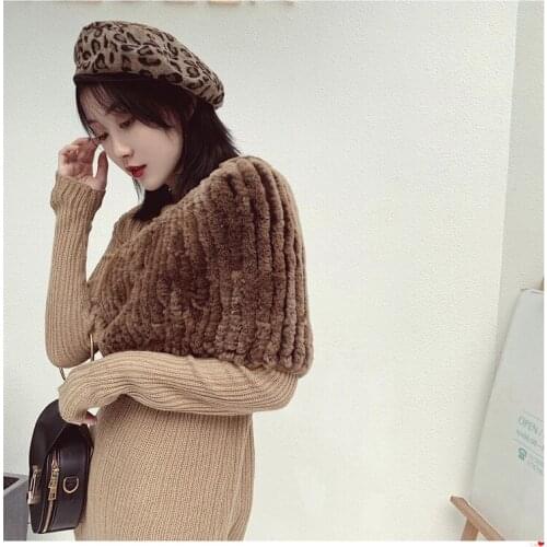 New fashion !!! lady ring scarf poncho keep shoulder warm real Rex rabbit fur hand knitted high quality