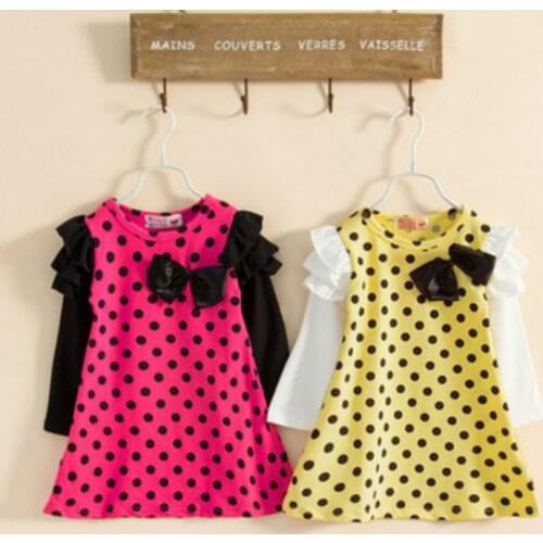2018 New Girls Princess Dresses Spring Autumn Children Clothing Baby Girls Polka Dot Dress Long-Sleeve Kid Clothes Infant