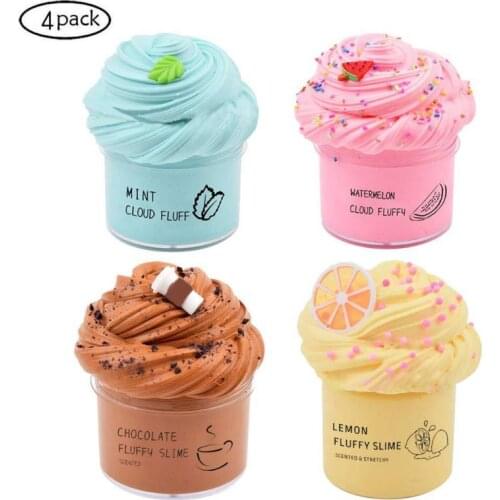 2020 New 4Pc Lemon Slime Coffee Slime Watermelon Slime Non-Sticky Slime Stress Relief Toy