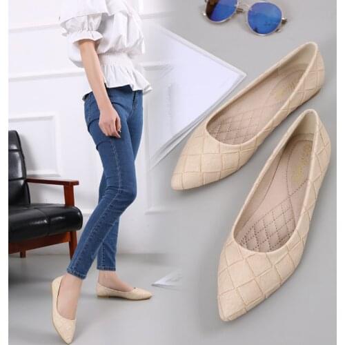 New 2021 Spring Woman Flats Shoes Slip on Women Shoes Pointed Toe Single Shoes Ladies Shoes Footwear Plus Size 33-43