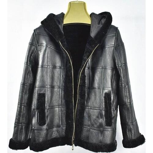 2020new sheepskin lady with cap casual warm cashmere wool leather one