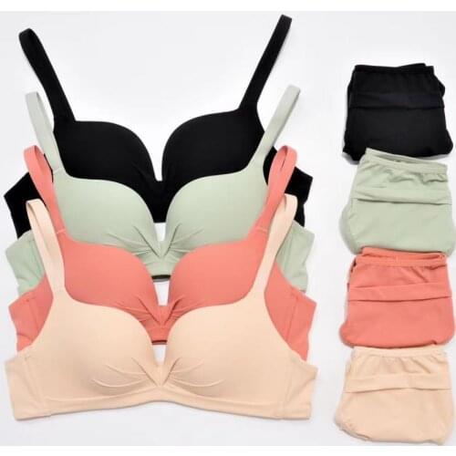 New sexy gather lingerie set refreshing breathable comfortable push up women underwear non-slip shoulder strap bra set