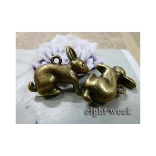 Zinc alloy pendant jewelry accessories diy handmade material charms ancient bronze small yutu 8 * 20 * 26 mm