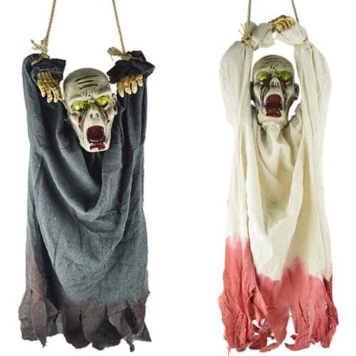 Hanging Horror Skeleton Ghost Prop Devil Electric Ghost Doll Scary Face Creepy Accessory for Halloween
