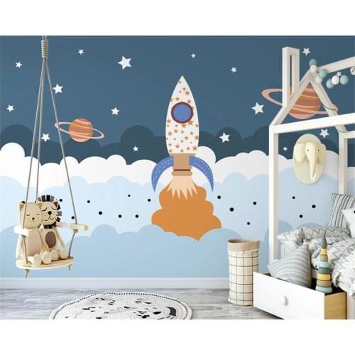Beibehang Customized modern Nordic hand-painted pink clouds starry sky childrens room background papel de parede wallpaper