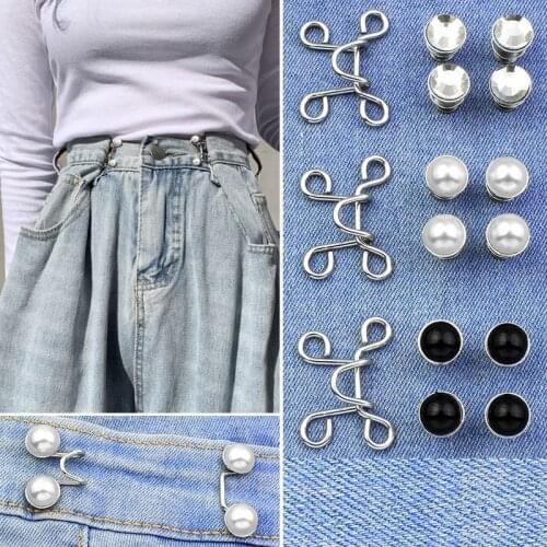 Waist Buckle Deduction Adjustable Metal Garment Hooks Jeans Waist Adjusting Buckle Removable Button Invisible Adjust Button