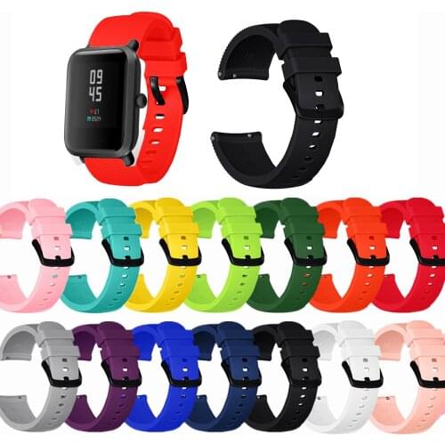 20mm Silicone Strap For Xiaomi Huami Amazfit Bip S Lite Smart band Bracelet for Amazfit Bip U Pro Strap Replacement Accessories