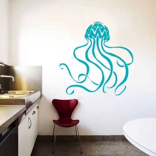 Removable Jellyfish Wall Mural Home Bathroom Cute Decor Vinyl Wall Sticker Swimming Jellyfish Ocean Style Decal DIY adesivoW-672