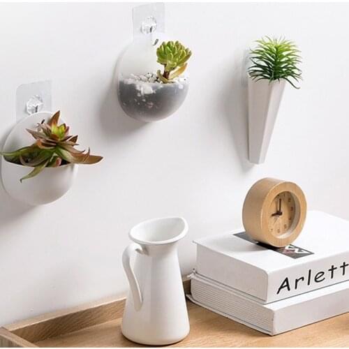 Wall Flower Pots Succulent Plant Pot Vases Plastic Hydroponics Flower Planter Pot Green Plant Bonsai Pots Home Wall Decoration